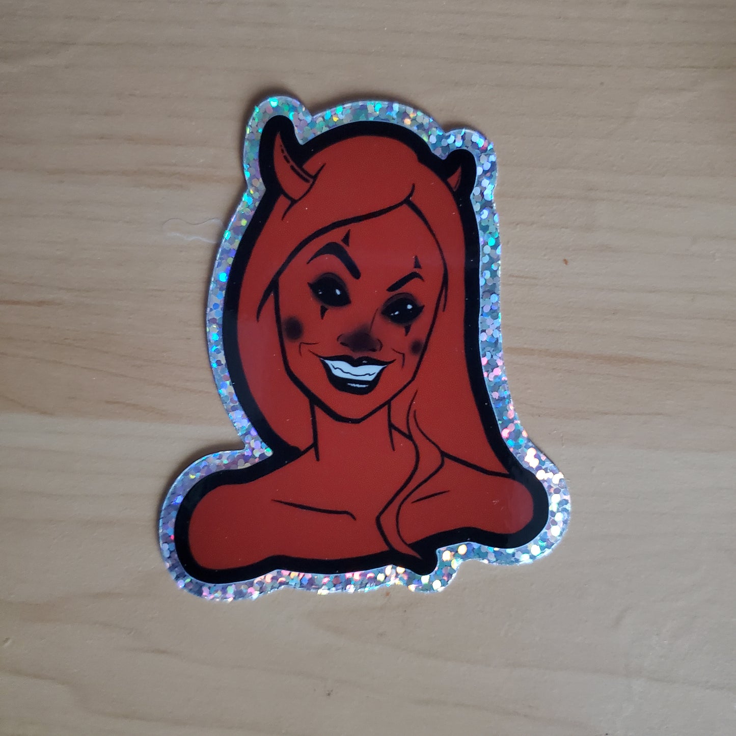 Demon Clown Girl Bekaloo glitter stickers