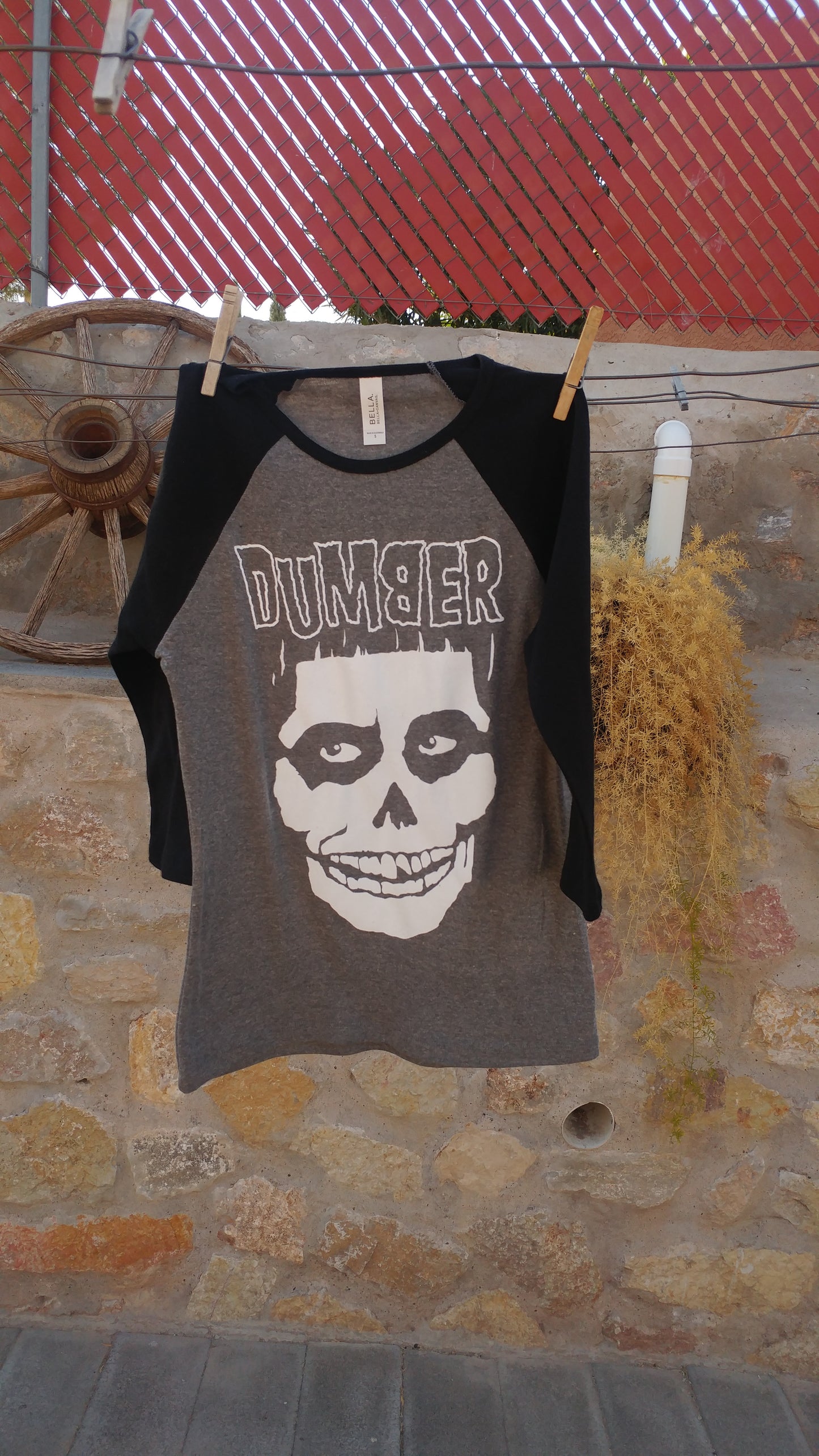 Ladies DUMBER ( misfits x dumb and dumber ) 3/4 sleeve raglan T-shirts