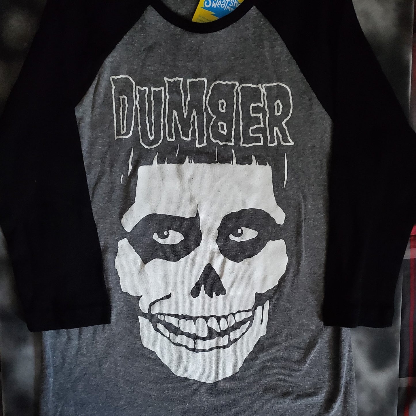 Ladies DUMBER ( misfits x dumb and dumber ) 3/4 sleeve raglan T-shirts