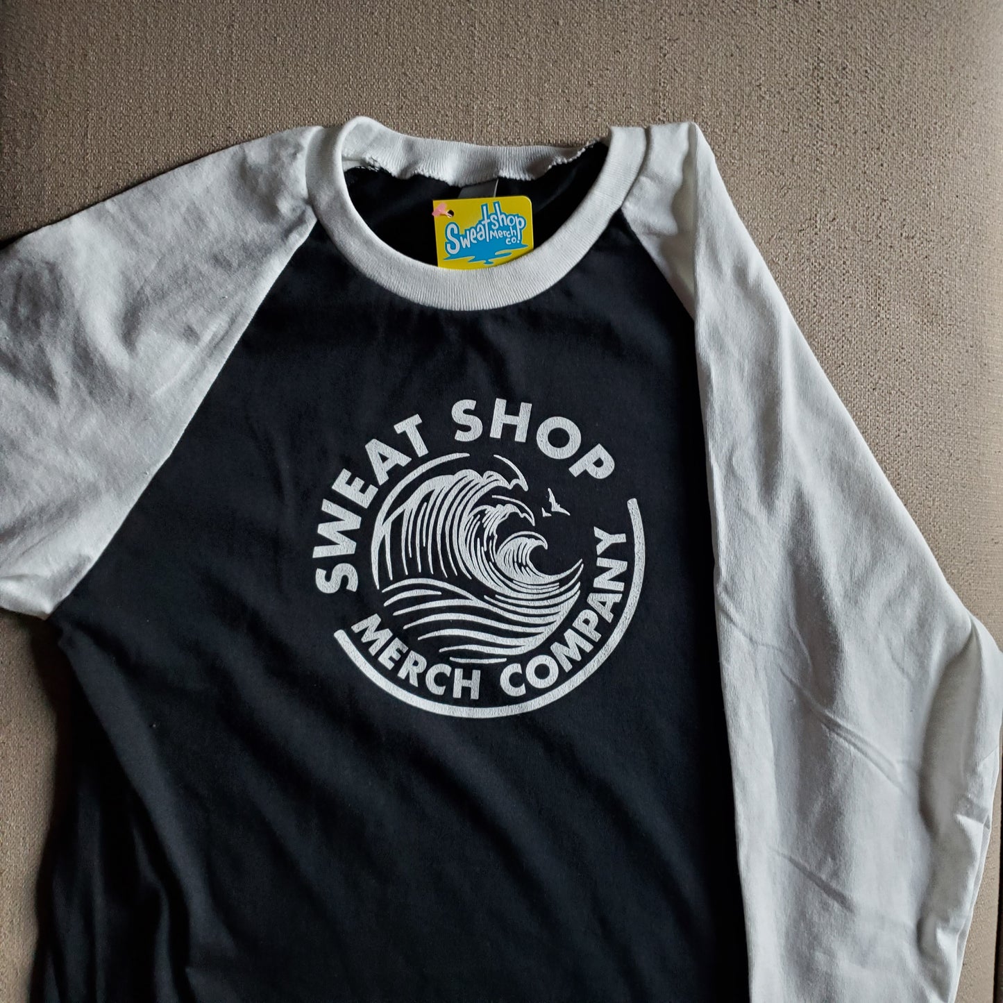 SweatShop Merch Co Merch Claw ¾ Sleeve Raglans White / Black