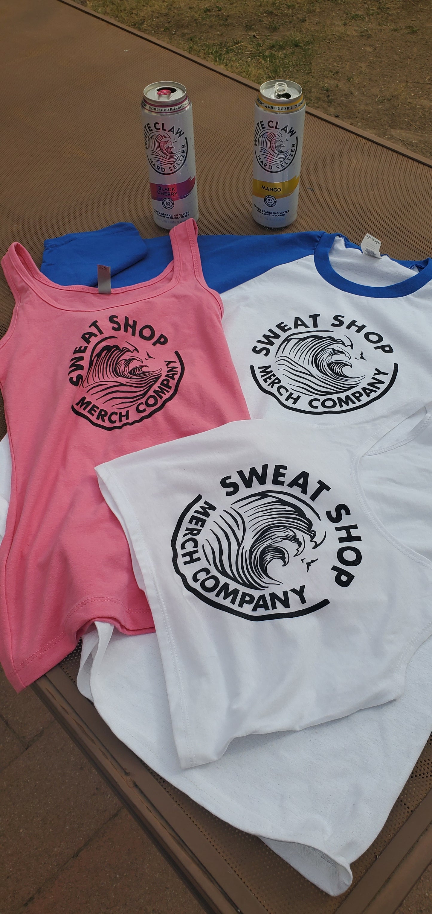 SweatShop Merch Co Merch Claw ¾ Sleeve Raglans Blue / White