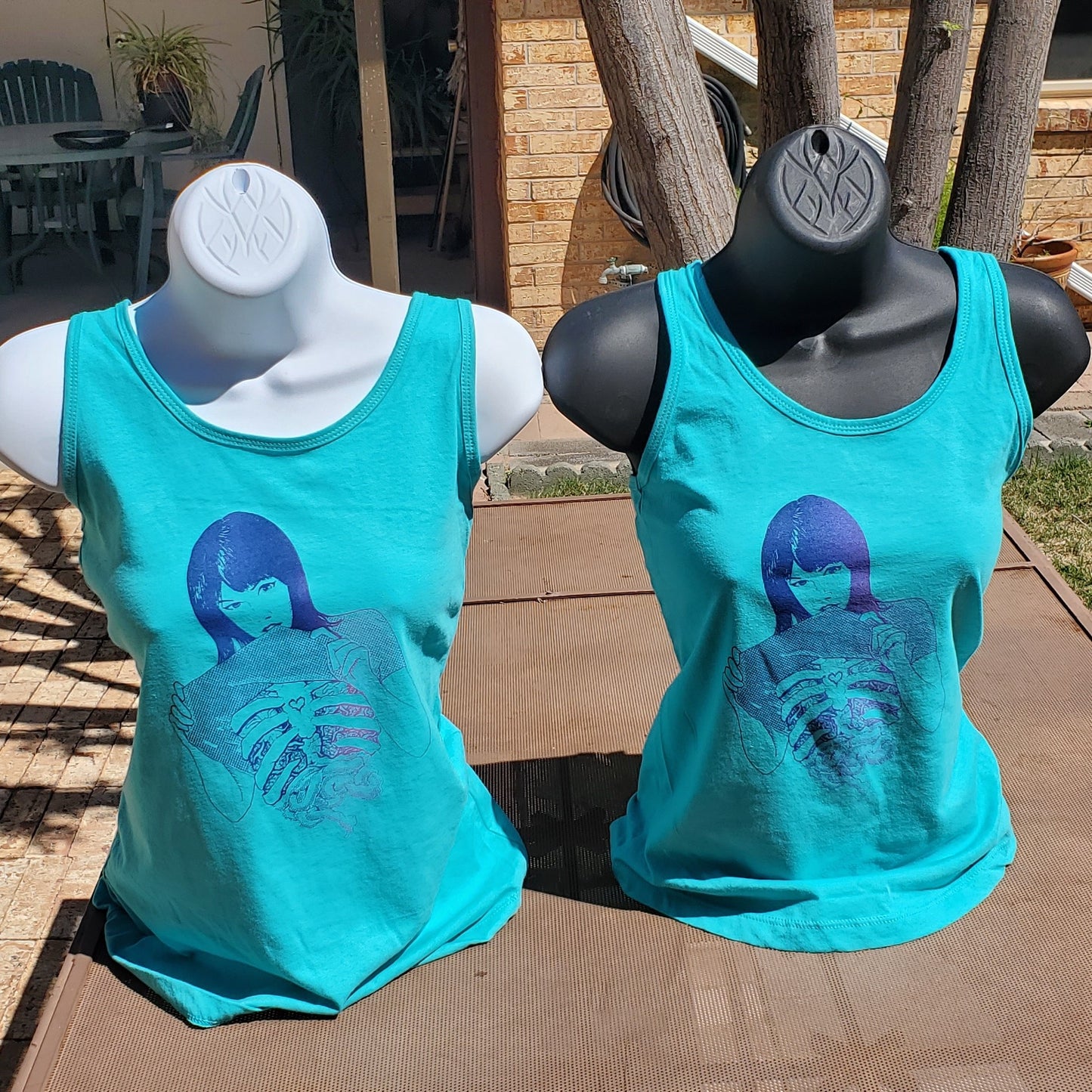 LIMITED EDITION** Gut Girls RacerBack Ladies' Tank Tops // Blue // Yellow