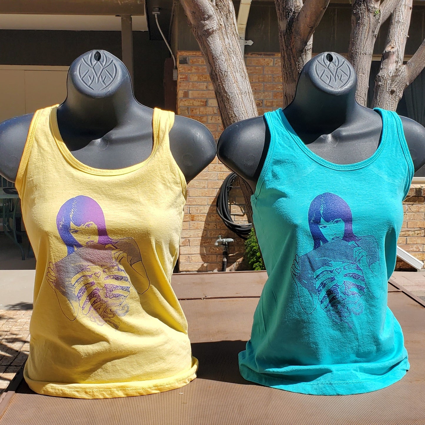 LIMITED EDITION** Gut Girls RacerBack Ladies' Tank Tops // Blue // Yellow