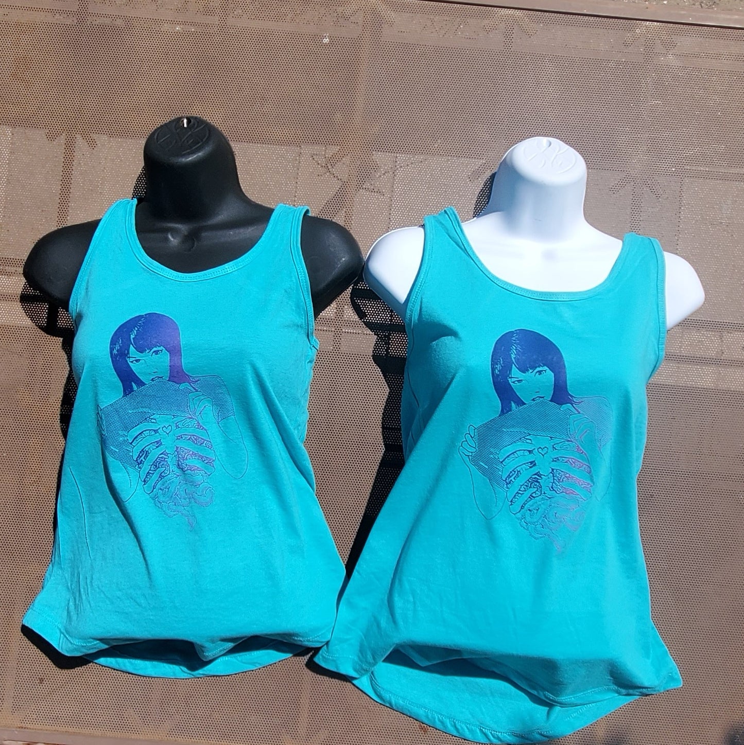 LIMITED EDITION** Gut Girls RacerBack Ladies' Tank Tops // Blue // Yellow