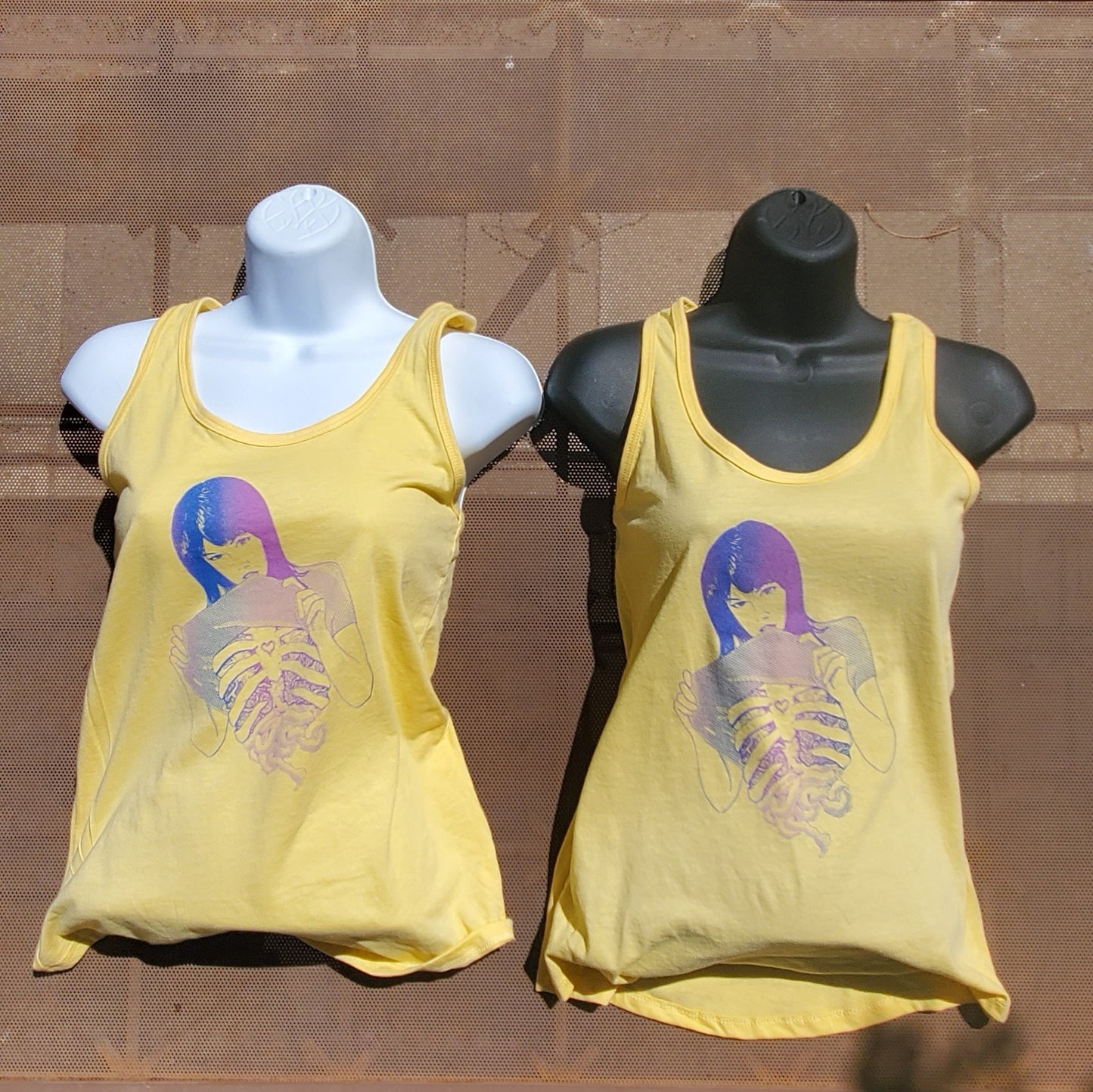 LIMITED EDITION** Gut Girls RacerBack Ladies' Tank Tops // Blue // Yellow