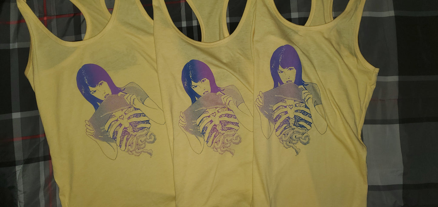 LIMITED EDITION** Gut Girls RacerBack Ladies' Tank Tops // Blue // Yellow