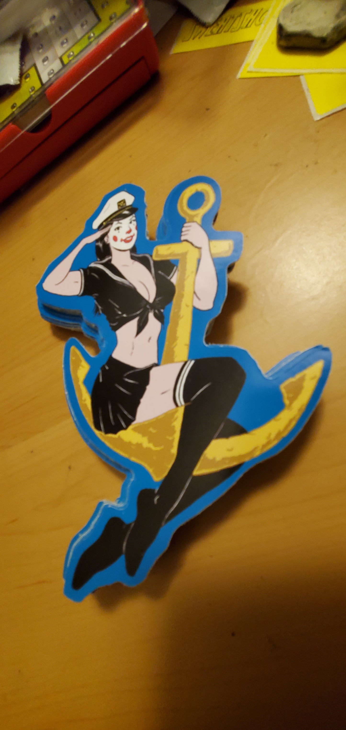 JUMBO Sailor Clown Girl Bekaloo Pin-Up sticker