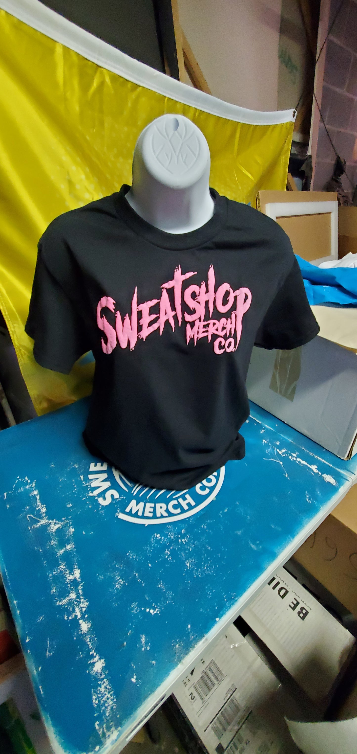 Puffy Pink SweatShop Merch Co. T-shirts