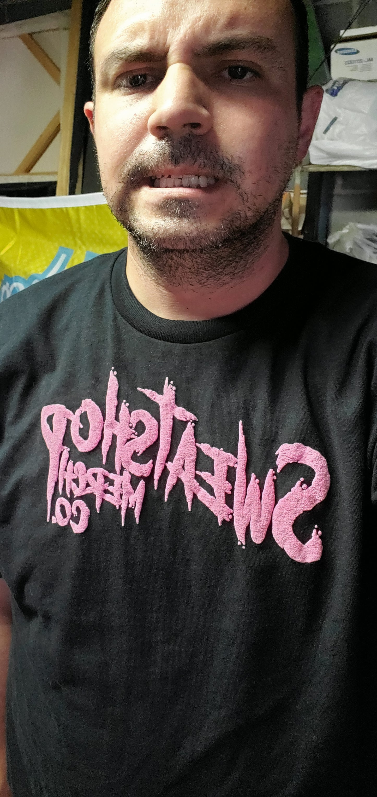 Puffy Pink SweatShop Merch Co. T-shirts